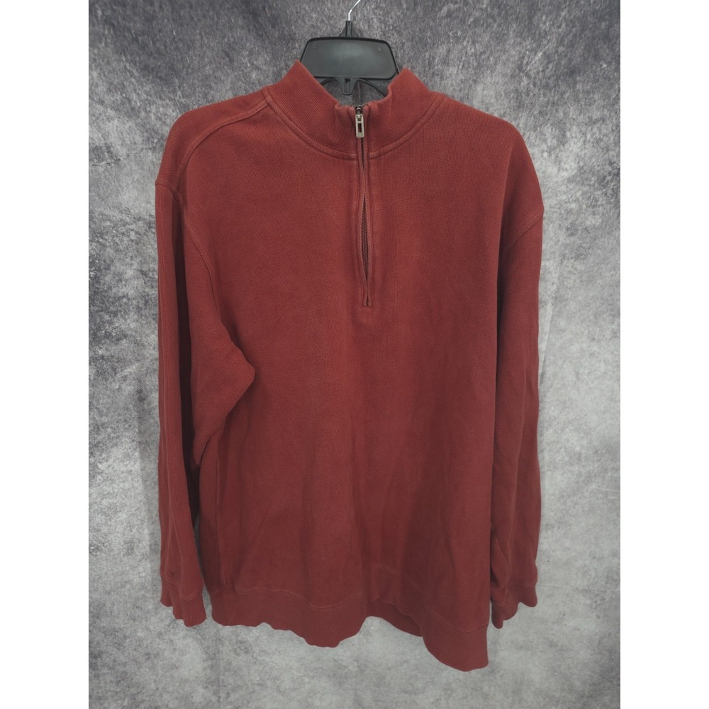 Roundtree & Yorke Sweater Mens XL Red 1/4 Zip Mockneck Long Sleeve
